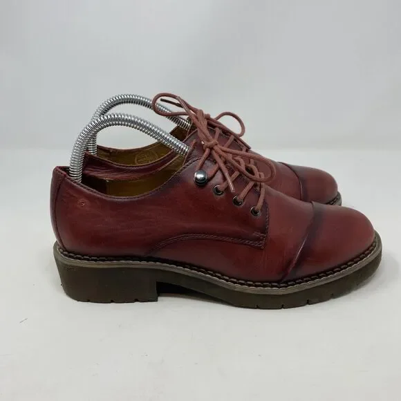 Pikolinos Shoes Womens Size 7.5 US Red Leather Oxford Lace Up Chunky Sole - Picture 8 of 14